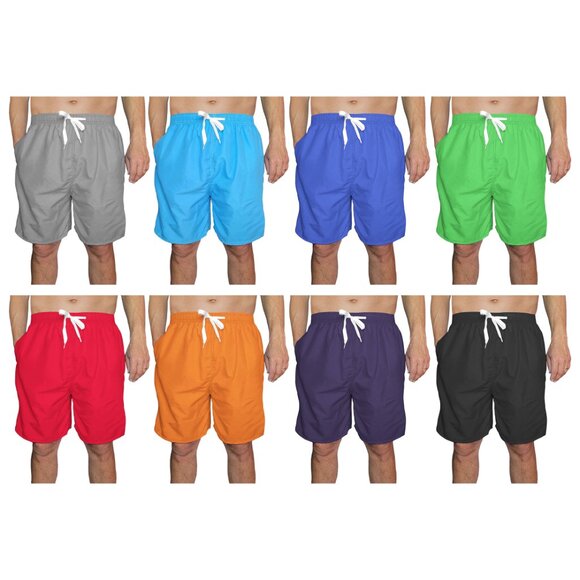 Men's Fast Dry Swim Trunks w/ Pockets Solid Bathing Beachwear Flex Board Shorts - Picture 6 of 15